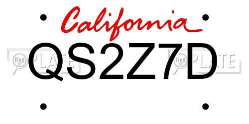 QS2Z7D California License Plate