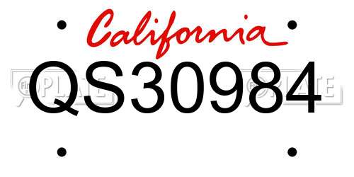 QS30984 California License Plate