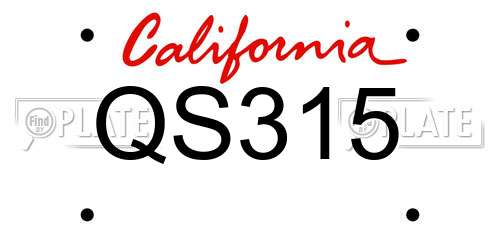 QS315 California License Plate