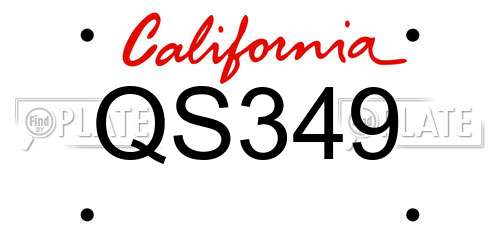 QS349 California License Plate