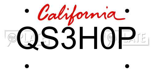 QS3H0P California License Plate