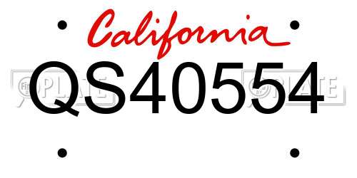 QS40554 California License Plate