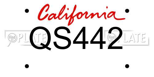 QS442 California License Plate