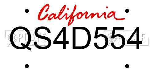 QS4D554 California License Plate