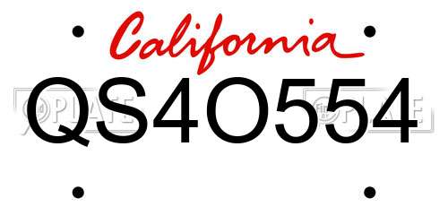 QS4O554 California License Plate