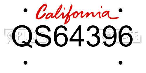 QS64396 California License Plate