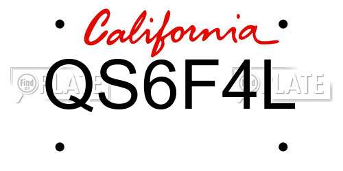 QS6F4L California License Plate
