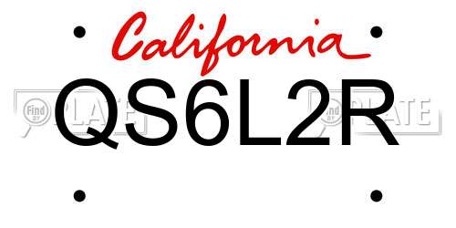 QS6L2R California License Plate