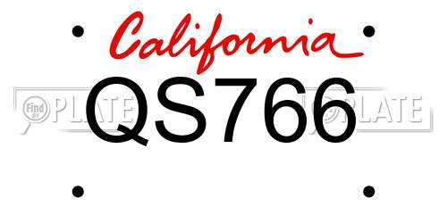 QS766 California License Plate