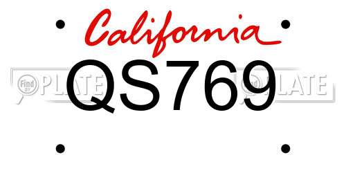 QS769 California License Plate