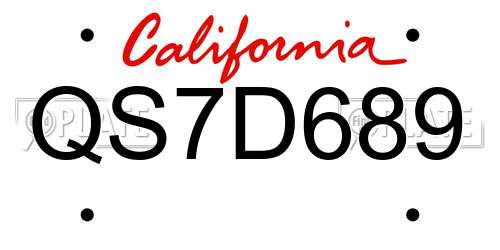 QS7D689 California License Plate