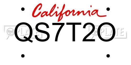 QS7T2O California License Plate