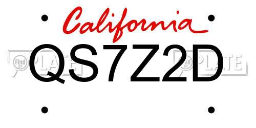 QS7Z2D California License Plate