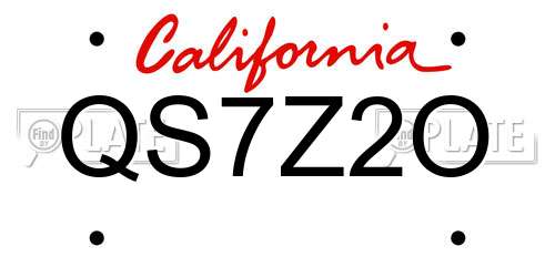 QS7Z2O California License Plate