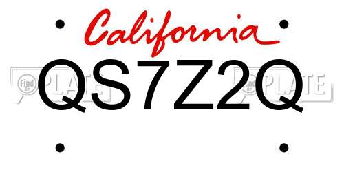 QS7Z2Q California License Plate