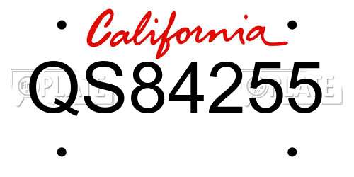 QS84255 California License Plate