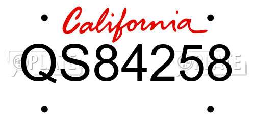 QS84258 California License Plate