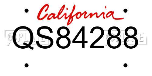 QS84288 California License Plate