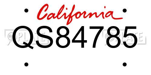 QS84785 California License Plate
