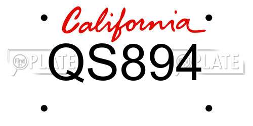 QS894 California License Plate