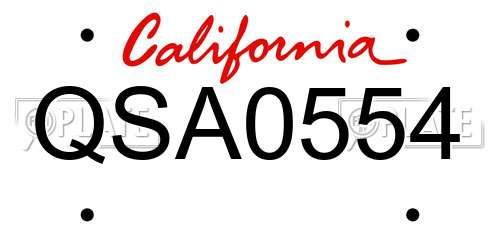 QSA0554 California License Plate