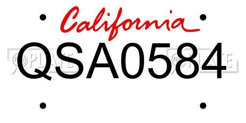 QSA0584 California License Plate