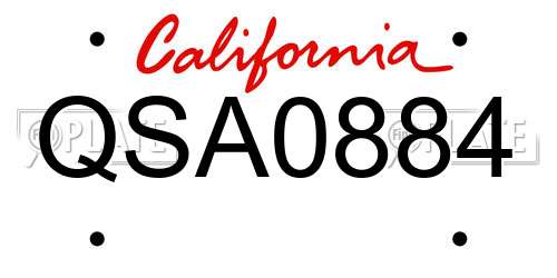 QSA0884 California License Plate