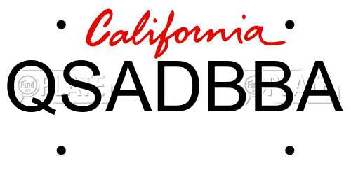 QSADBBA California License Plate
