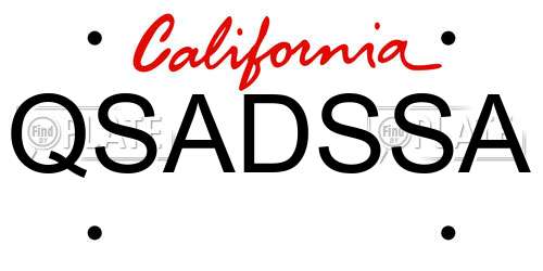 QSADSSA California License Plate