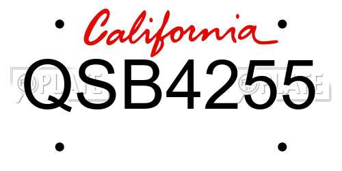 QSB4255 California License Plate