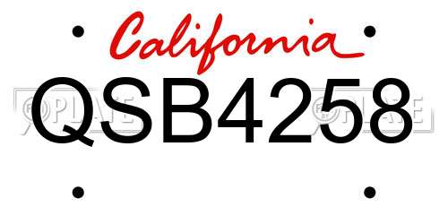 QSB4258 California License Plate