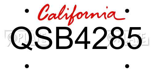 QSB4285 California License Plate