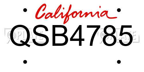 QSB4785 California License Plate