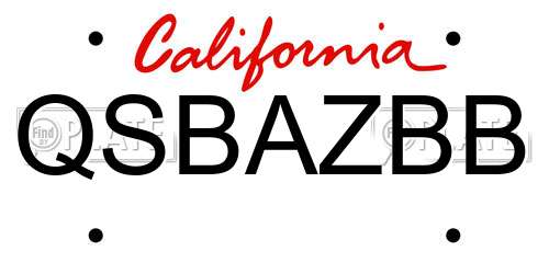 QSBAZBB California License Plate