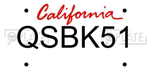QSBK51 California License Plate