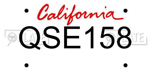 QSE158 California License Plate