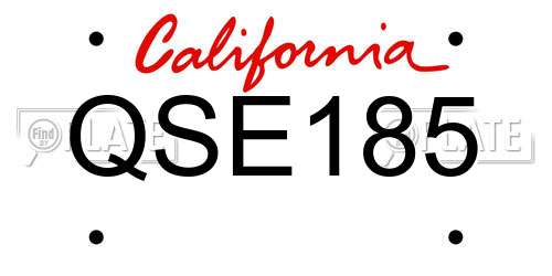 QSE185 California License Plate