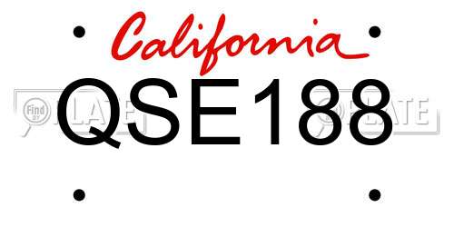 QSE188 California License Plate
