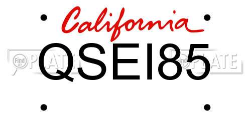 QSEI85 California License Plate