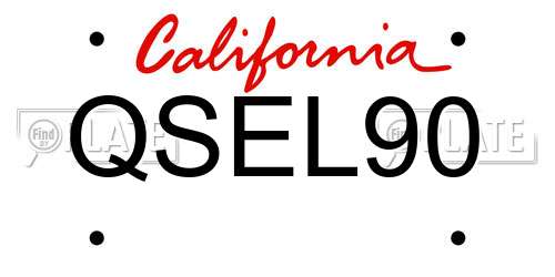 QSEL90 California License Plate