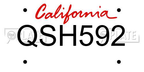 QSH592 California License Plate