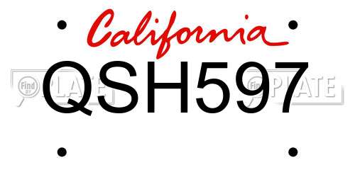 QSH597 California License Plate