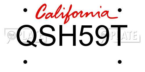 QSH59T California License Plate