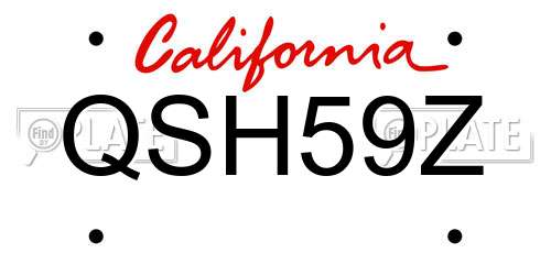QSH59Z California License Plate
