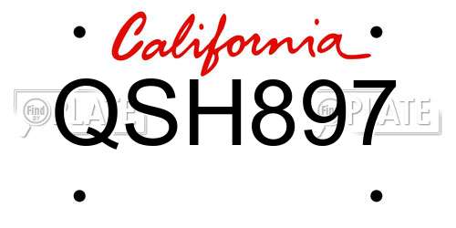 QSH897 California License Plate