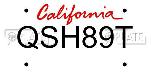 QSH89T California License Plate