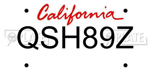 QSH89Z California License Plate