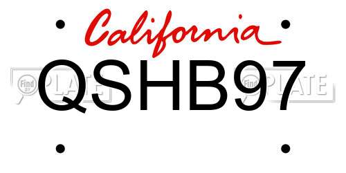 QSHB97 California License Plate