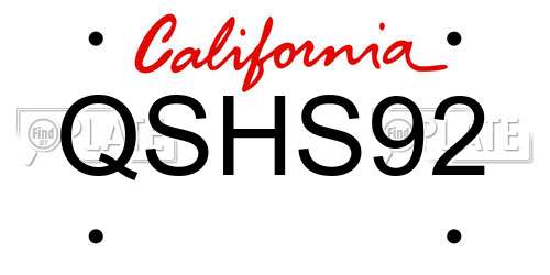 QSHS92 California License Plate