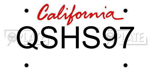 QSHS97 California License Plate